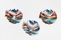 Watercolor mountains cliparts 17 PNG transparent background Product Image 9