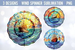 Ship Stain Glass Wind Spinner Sublimation PNG Product Image 1