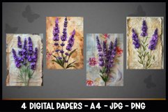 4 Vintage Lavender Digital Papers I Junk Journal Page Product Image 2