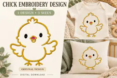 Cute Baby Chick Outline Embroidery Product Image 1