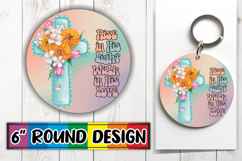 Bright Circle Sublimation Keychain PNG, Cross Product Image 1
