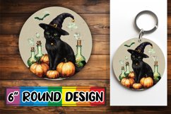 Halloween Cat Round Design Sublimation for Autumn Decor Product Image 1
