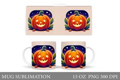 Cute Pumpkin Mug Sublimation. Cute Halloween Mug Wrap Design Product Image 1