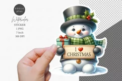 Snowman sticker, Christmas Sticker, I love Christmas Product Image 1