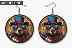 Bear Earring Sublimation PNG - 4th of July Earring Design Product Image 1