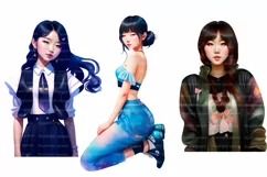Cute Asian woman 20 PNG Digital download Product Image 10