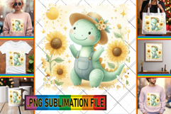 Elegant TOTE BAG Art Magic PNG, Cute Dino Product Image 1