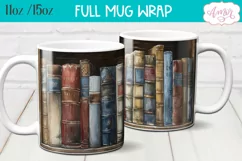 Bookshelf mug wrap PNG for Sublimation | Book lover mug png Product Image 3