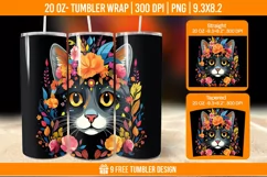 3d Cute Cat Tumbler Wrap Designs, Sublimation Wrap Product Image 1
