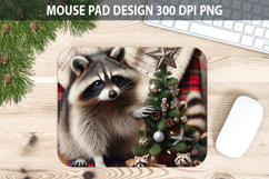 Christmas Raccoon Mouse Pad Sublimation - Animal PNG Design Product Image 1
