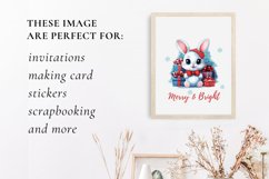 Christmas bunny Clipart, Merry &amp; Bright sublimation Product Image 3