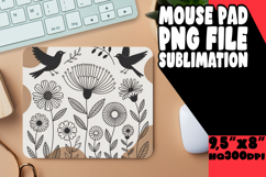 Colorful Raccoon &amp; Bloom Mouse Pad Sublimation PNG Product Image 1