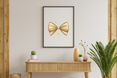 Minimalist Gold Glitter Coquette Bow Clipart Product Image 8