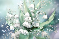 Watercolor lily of the valley printable digital papers Product Image 9