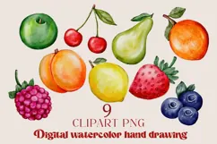 Watercolor tropical fruits clip art png hand drawing Product Image 1