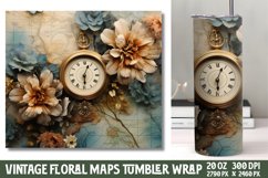 Vintage Floral Maps Tumbler Wrap Product Image 1