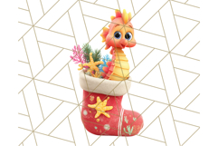 3D Under the Sea Christmas Clipart, Ocean Christmas PNG Product Image 5