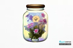 Watercolor Floral Jar PNG Clipart Product Image 1