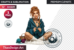 Cosy Winter Aurora Girl Clipart, Fashion Girl PNG Product Image 1