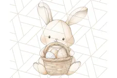 Spring Bunnies PNG Watercolor Bunny Clipart, Pastel Easter Product Image 5
