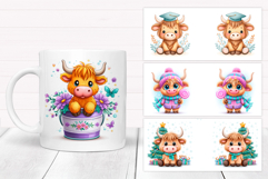 Highland Cow Mug Bundle. Cute Cow Mug Sublimation Product Image 10
