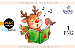Christmas deer watercolor illustration Product Image 1