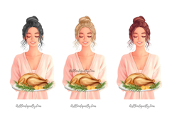 Thanksgiving Girl Clipart | Autumn Holiday Turkey Dinner Product Image 4