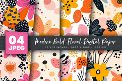 Modern Bold Floral Digital Paper Product Image 1