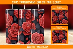 Valentine Rose Tumbler Wrap Designs, Sublimation Wrap Product Image 1