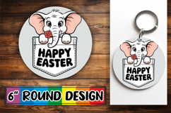 Joyful Circle Keychain Sublimation PNG, Easter Animals Product Image 1