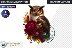 Floral Owl Fantasy clipart, Botanical and Wildlife Graphics Product Image 1