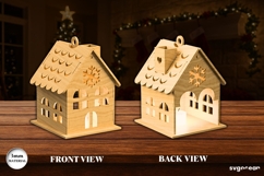 Christmas House Candle Holder SVG | Laser Cut | Glowforge Product Image 2