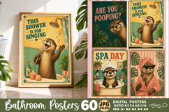 Bathroom funny otters posters, Retro 60 Posters JPG Bundle Product Image 12