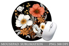 Flowers Round Mouse Pad. Wildflowers Mouse Pad Design Product Image 1