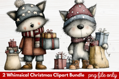 2 Whimsical Christmas Clipart | Cute Festive Holiday PNG Product Image 1