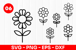 Simple Flower Doodle Floral Design SVG PNG Product Image 1