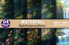 Waterfall Digital Paper Background PNG Product Image 1