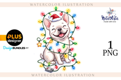 Christmas Bulldog Puppy Watercolor Illustration Product Image 1