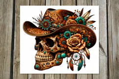 Western skull | straight skinny tumbler sublimation design 2 Product Image 5