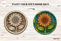 Sunflower Stained Glass Door Sign | Door Hanger | SVG Product Image 2