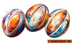 Retro Rubgy Ball Watercolor Clipart, Rugby Ball Illustration Product Image 1