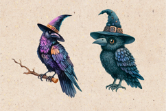 Watercolor Halloween Raven. PNG sublimation BUNDLE Product Image 6