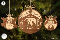 Round Nativity Ornaments Laser Cut | Bible Quotes | SVG Product Image 1