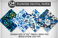 Flowers Seamless Digital Paper, Flowers Background Product Image 1