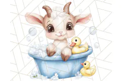 Farm Animal Babies in Bubble Bath PNG, Nursery Clipart Product Image 5