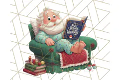 Santa’s Pajama Day Clipart, Cute Christmas Bedtime PNG Product Image 5