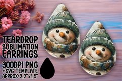 Unique Teardrop Earrings Artwork for Crafting , Snowman Product Image 1