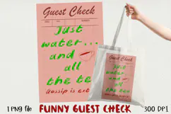 Funny Guest Check PNG Vintage Diner Style, Sublimation PNG. Product Image 1