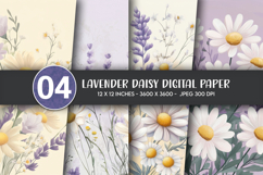 Lavender Daisy Digital Paper Product Image 1
