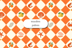 Coastal Orange Harlequin Seamless Summer Pattern Product Image 1
